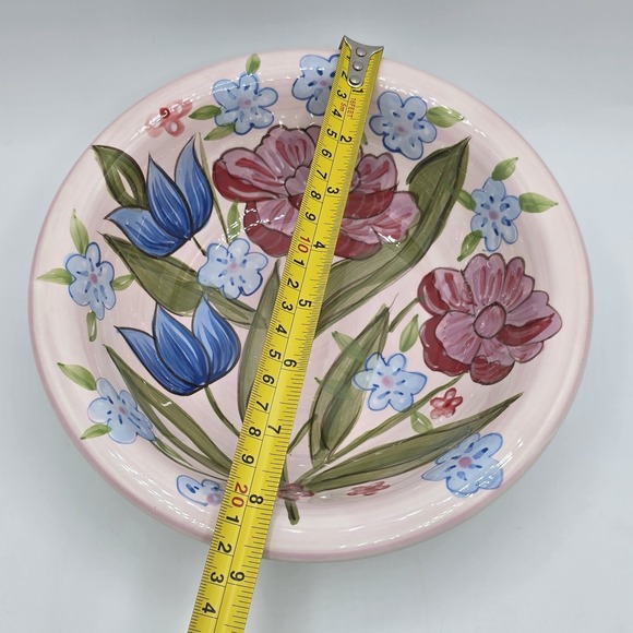 Certified International 8.5" Pasta Salad Bowl Pink Blue Flowers Floral Botanical - Picture 4 of 8